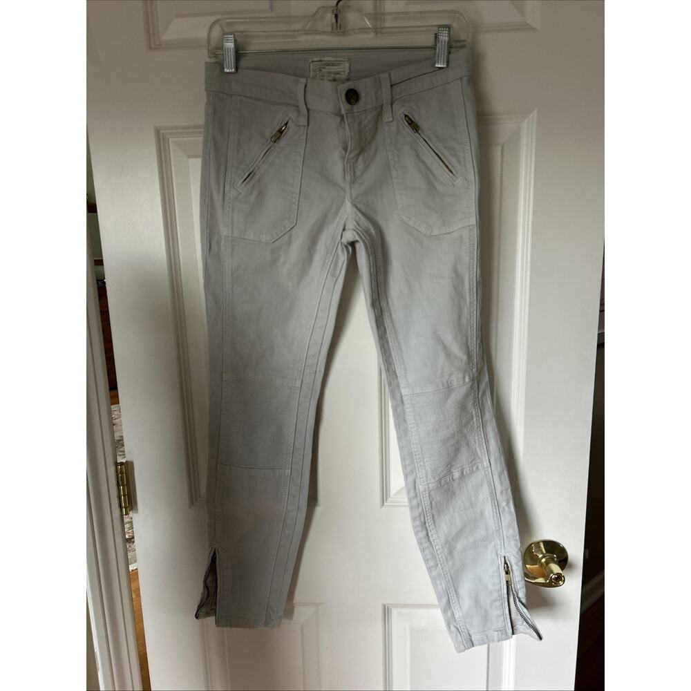 CURRENT/ELLIOT The Moto Stiletto Skinny Zipper Pocket Zip Ankle Jeans 26 stone